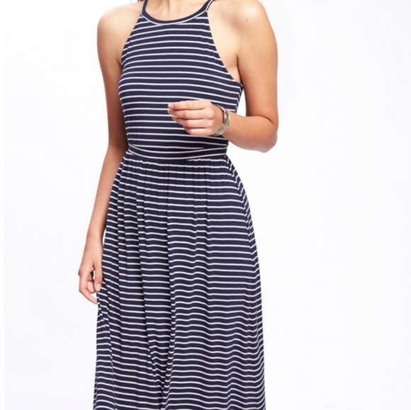 Xs - Old Navy - Maxi striped dress Navy blue white - Picture 1 of 14